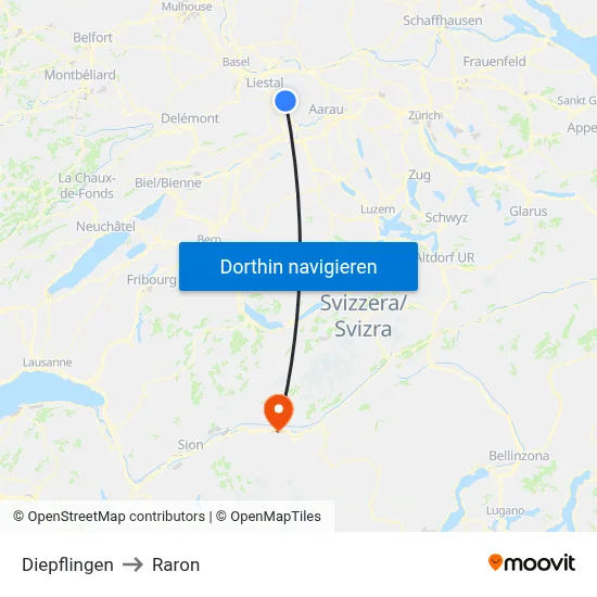 Diepflingen to Raron map