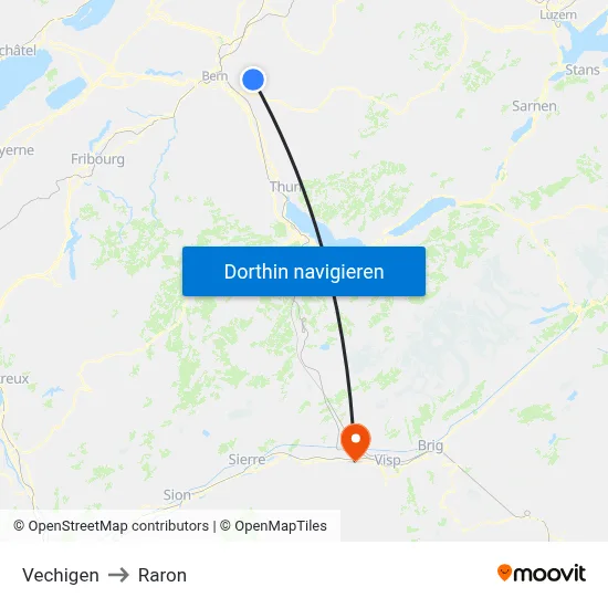 Vechigen to Raron map