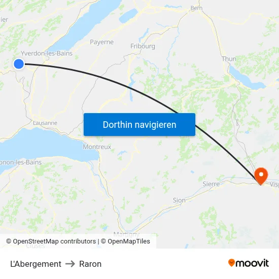 L'Abergement to Raron map