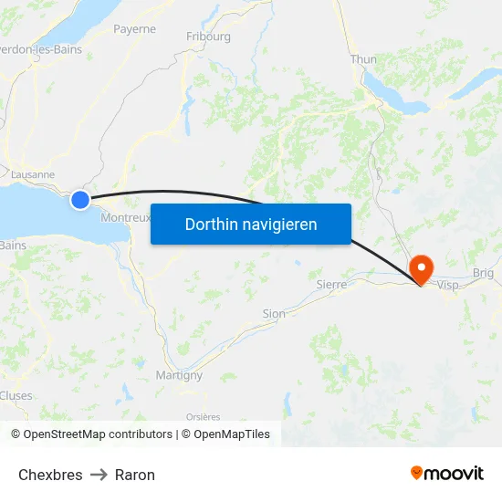 Chexbres to Raron map