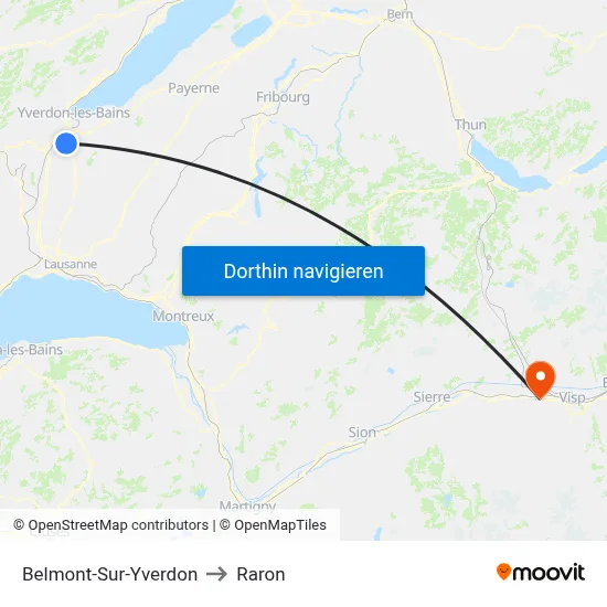 Belmont-Sur-Yverdon to Raron map