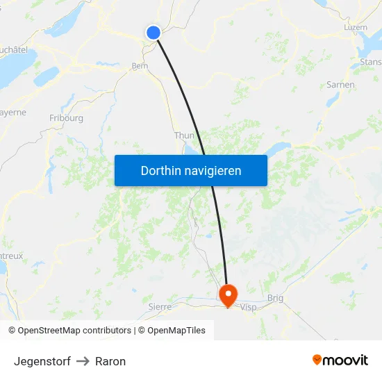 Jegenstorf to Raron map