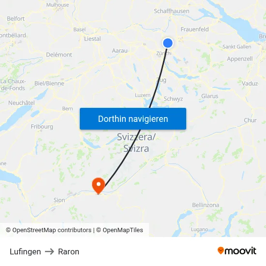 Lufingen to Raron map
