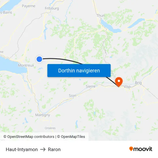 Haut-Intyamon to Raron map