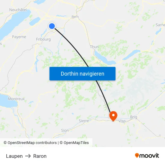 Laupen to Raron map