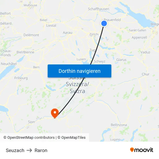 Seuzach to Raron map