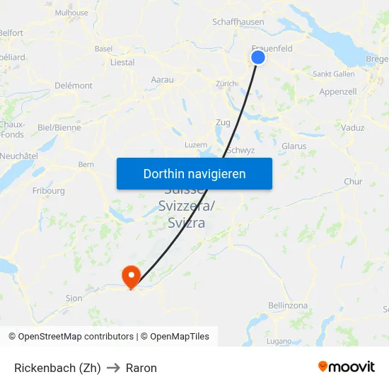 Rickenbach (Zh) to Raron map