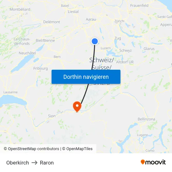 Oberkirch to Raron map