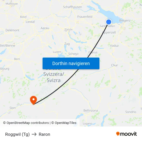 Roggwil (Tg) to Raron map