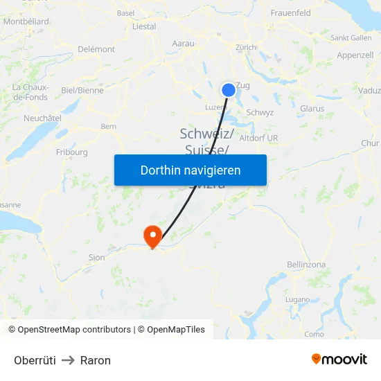 Oberrüti to Raron map