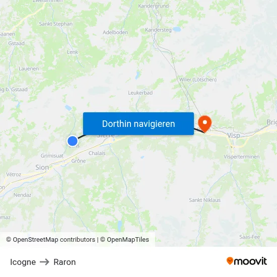 Icogne to Raron map