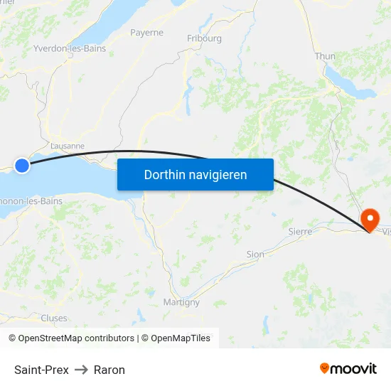 Saint-Prex to Raron map