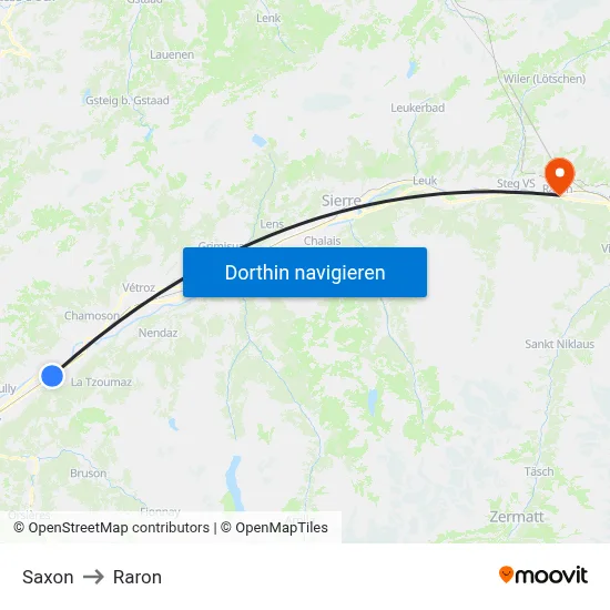 Saxon to Raron map