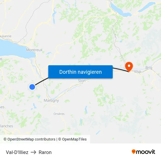 Val-D'Illiez to Raron map