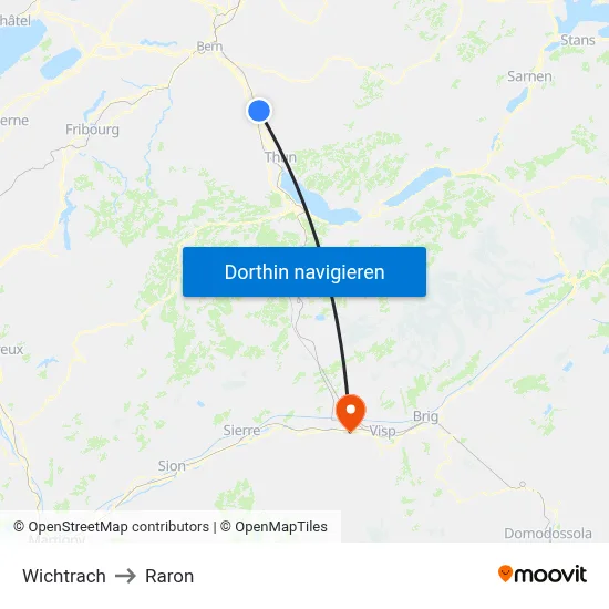 Wichtrach to Raron map