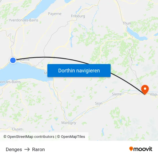 Denges to Raron map