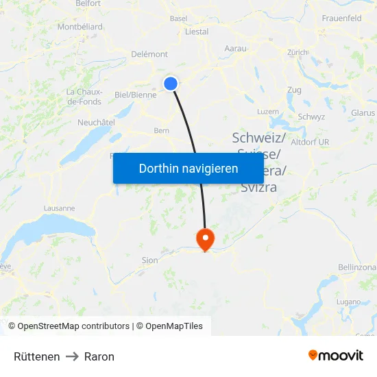 Rüttenen to Raron map