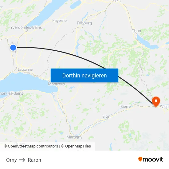 Orny to Raron map