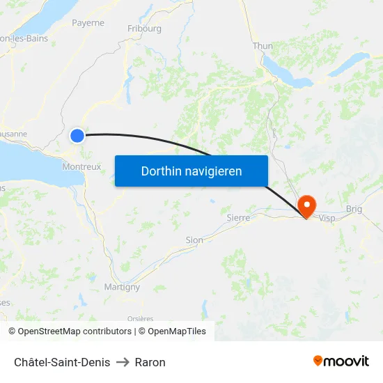Châtel-Saint-Denis to Raron map