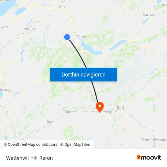 Wattenwil to Raron map