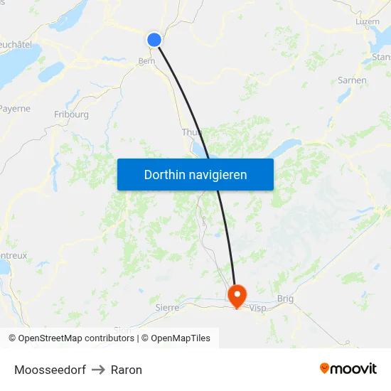 Moosseedorf to Raron map