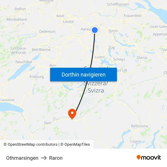 Othmarsingen to Raron map