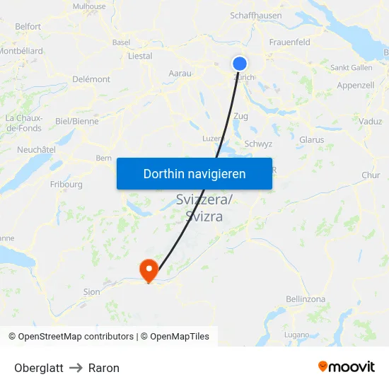 Oberglatt to Raron map