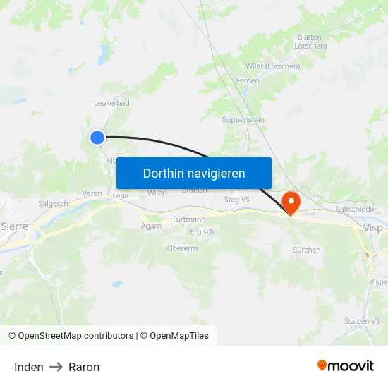 Inden to Raron map
