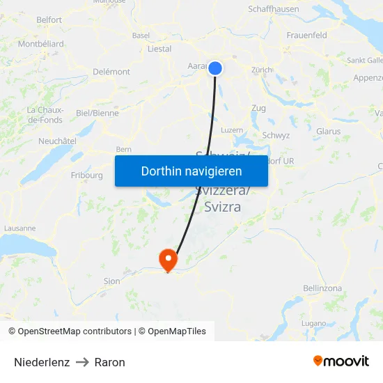 Niederlenz to Raron map
