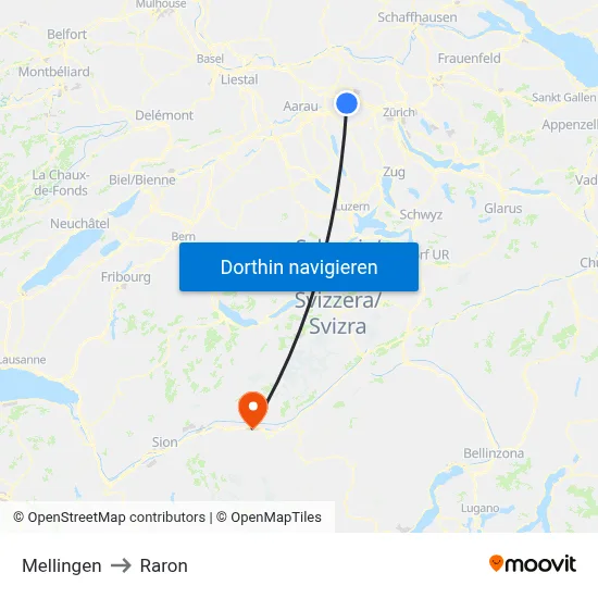 Mellingen to Raron map