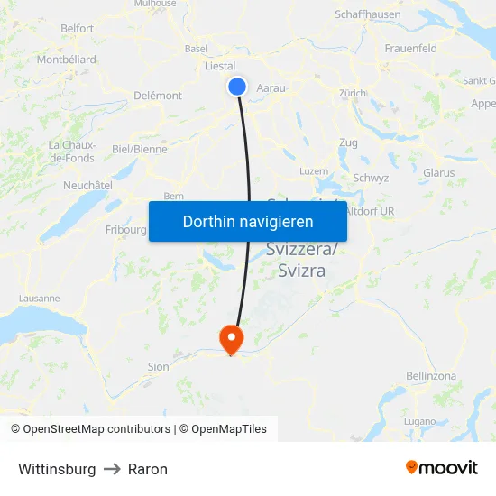 Wittinsburg to Raron map