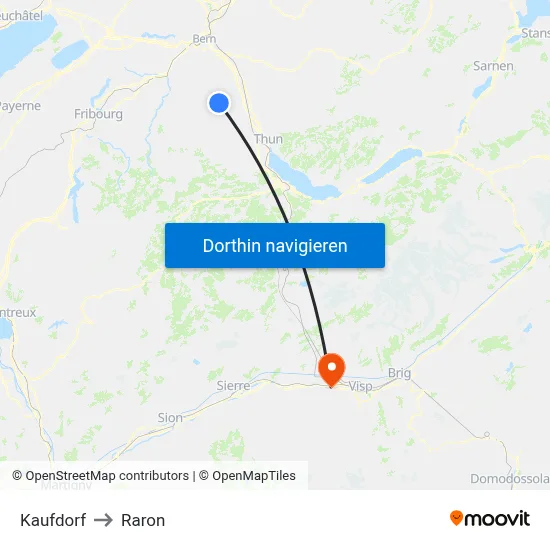 Kaufdorf to Raron map