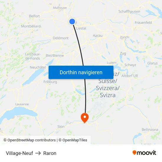 Village-Neuf to Raron map