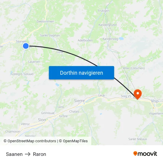 Saanen to Raron map