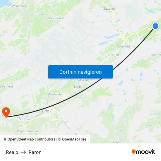 Realp to Raron map