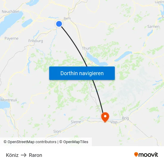 Köniz to Raron map