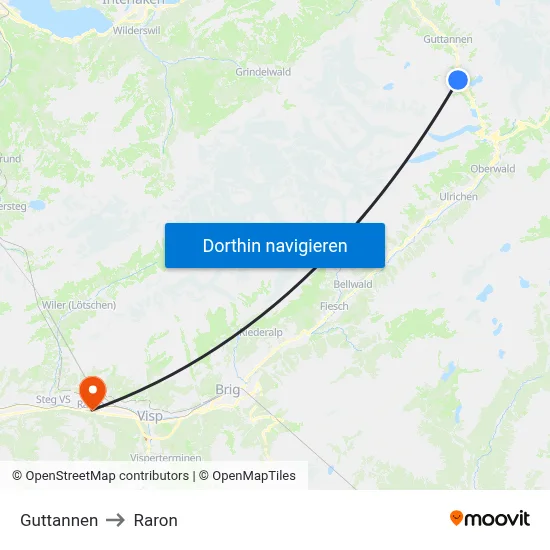 Guttannen to Raron map