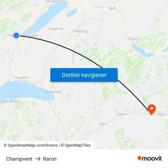 Champvent to Raron map