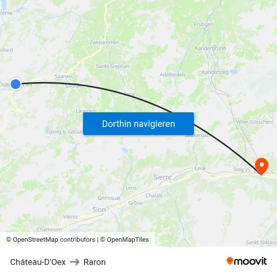 Château-D'Oex to Raron map