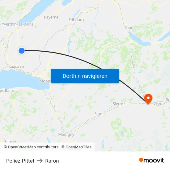 Poliez-Pittet to Raron map
