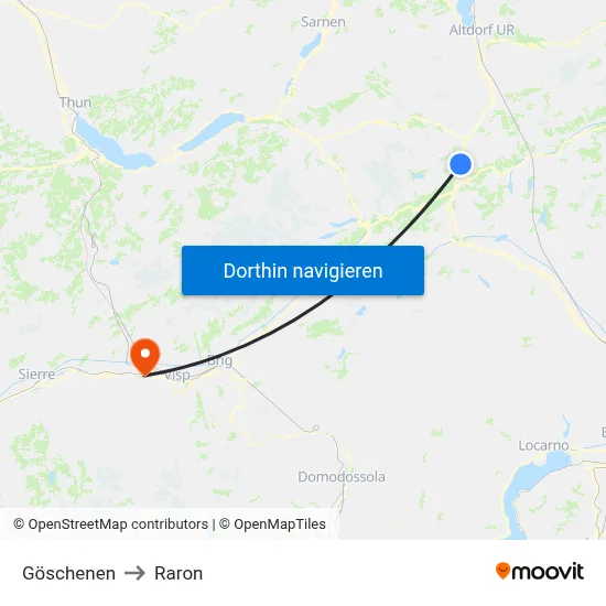Göschenen to Raron map