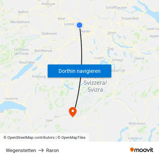 Wegenstetten to Raron map
