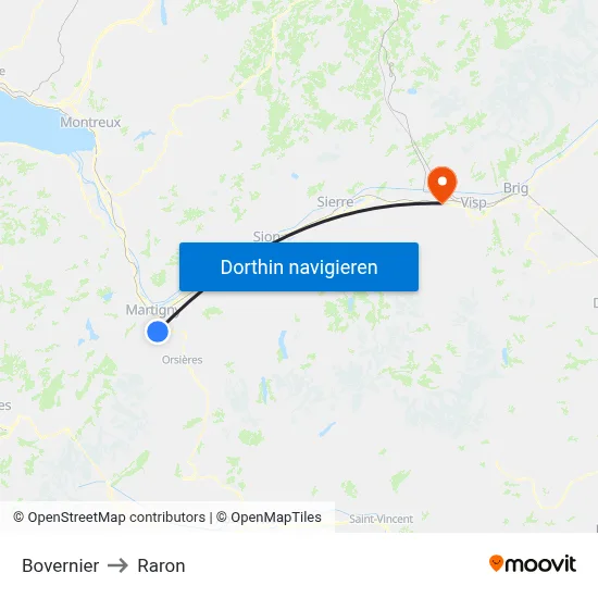 Bovernier to Raron map