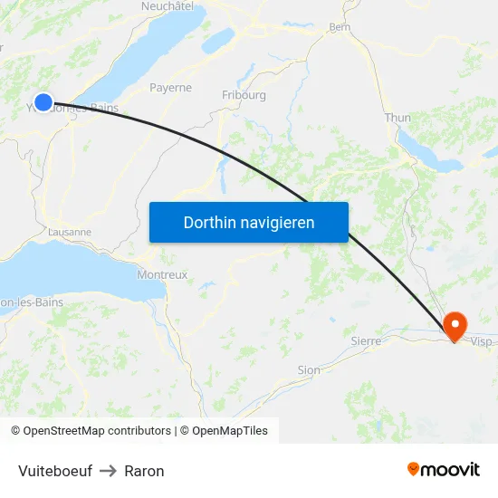 Vuiteboeuf to Raron map