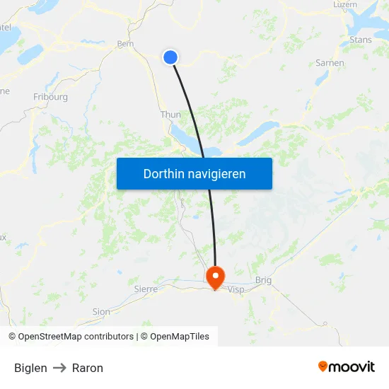 Biglen to Raron map