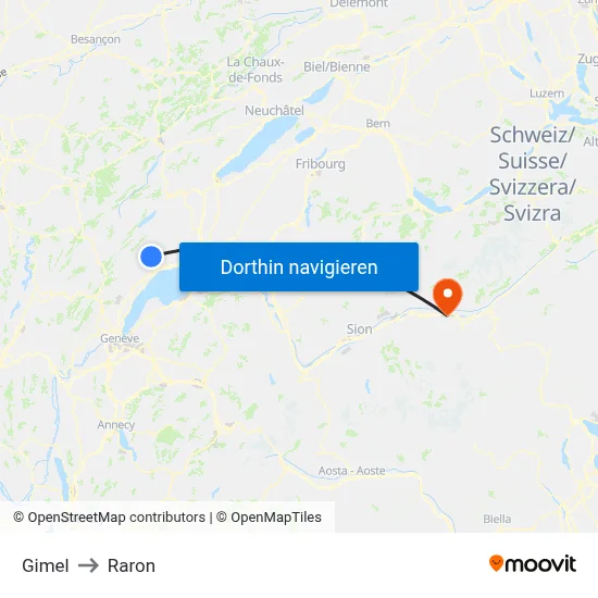 Gimel to Raron map