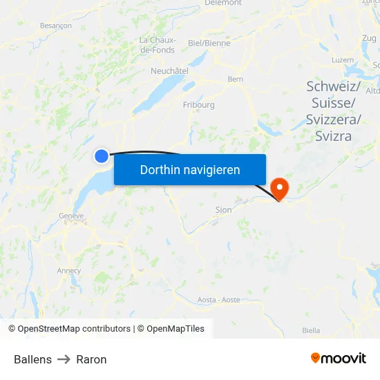 Ballens to Raron map