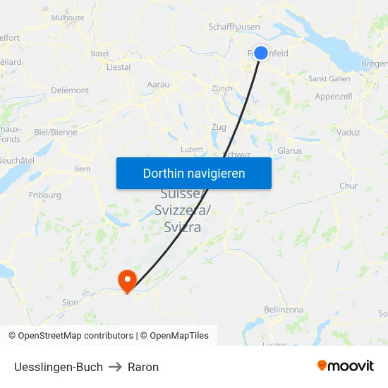 Uesslingen-Buch to Raron map