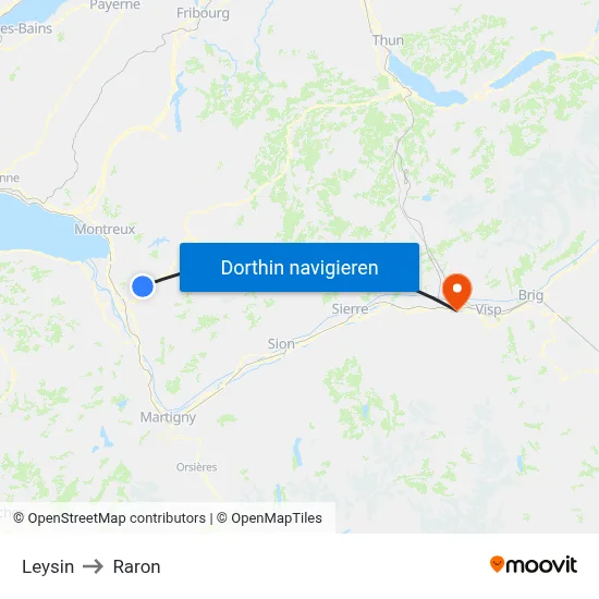 Leysin to Raron map