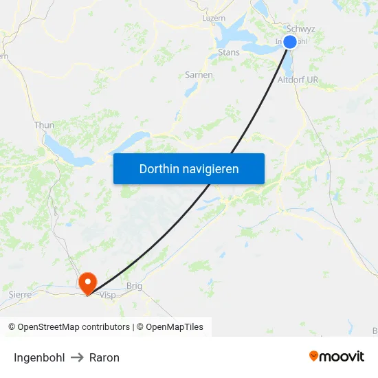 Ingenbohl to Raron map